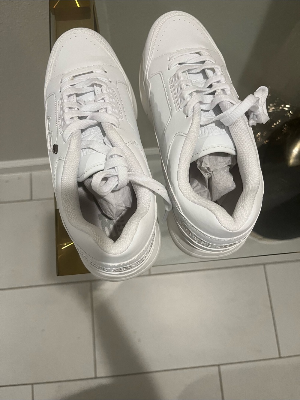 Free People White Men's Low-Top Leather Sneakers